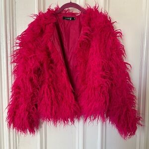 Women's Pink Faux Fur Jacket
